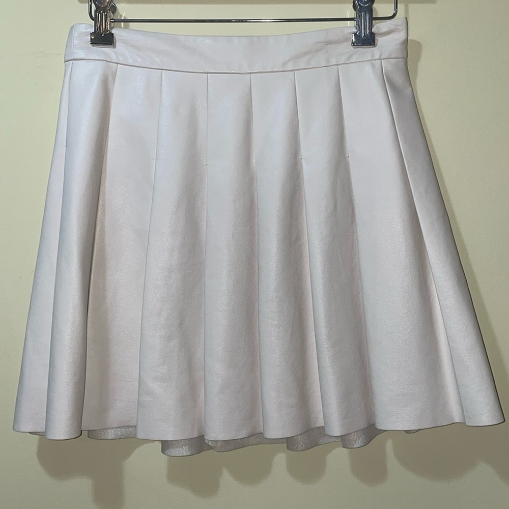 Womens Sunday Best Olive Skirt Pleated Vegan Leather